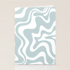 Retro Liquid Swirl Abstract Pattern in Pale Blue-Gray and White Stationery Card Gallery Image 2