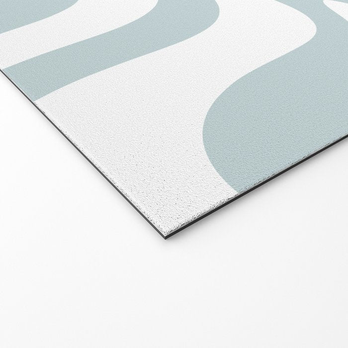 Retro Liquid Swirl Abstract Pattern in Pale Blue-Gray and White Welcome Mat Gallery Image 2