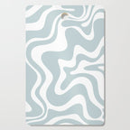 Retro Liquid Swirl Abstract Pattern in Pale Blue-Gray and White Cutting Board Gallery Image 1