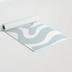 Retro Liquid Swirl Abstract Pattern in Pale Blue-Gray and White Yoga Mat Gallery Image 2