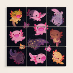Happy axolotl - dark Wood Wall Art Gallery Image 1