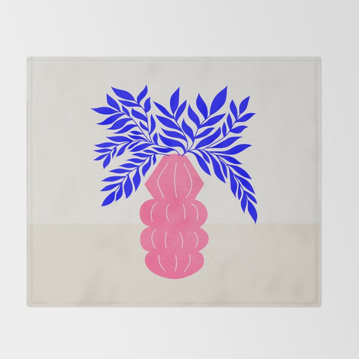 Ruby Pink Vase & Electric Leaves: Vases & Stuff 01 Throw Blanket Gallery Image 2