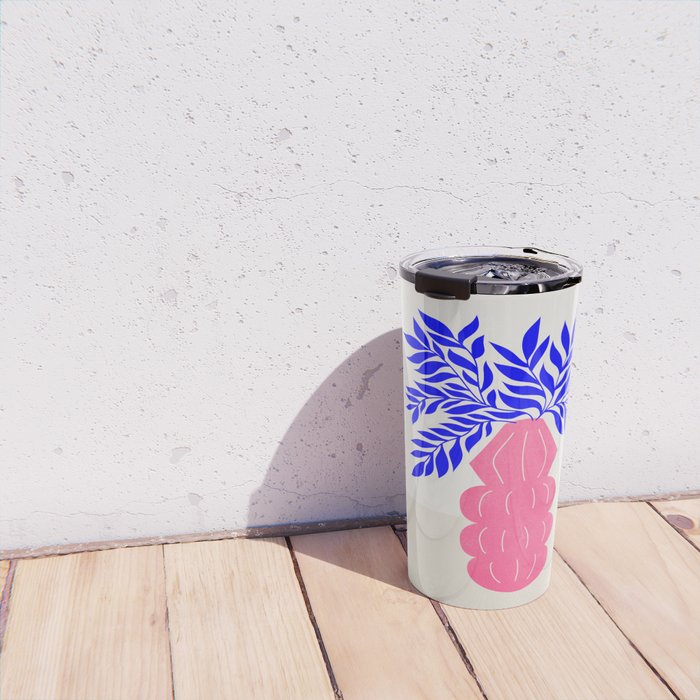 Ruby Pink Vase & Electric Leaves: Vases & Stuff 01 Travel Mug Gallery Image 4