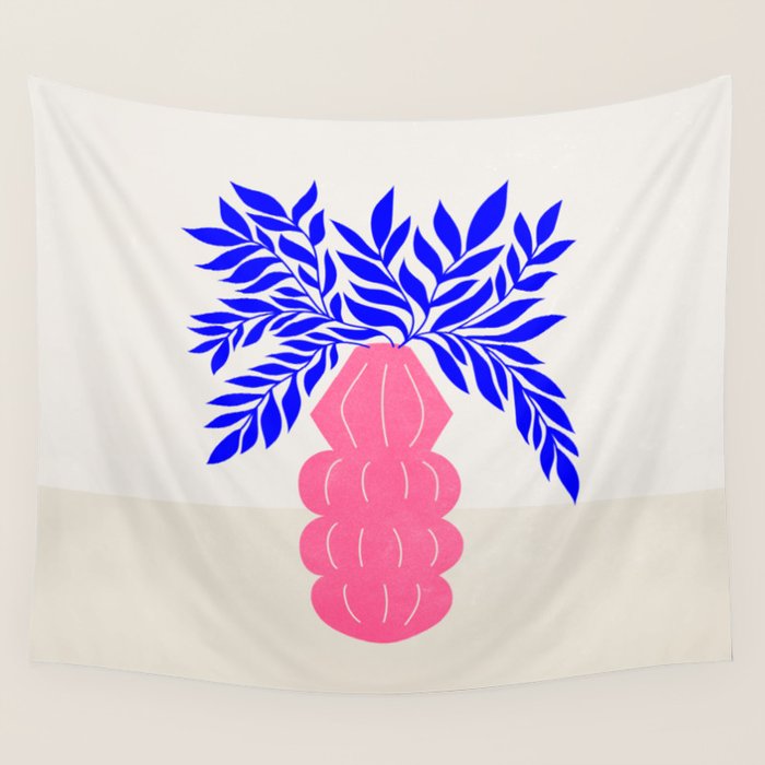 Ruby Pink Vase & Electric Leaves: Vases & Stuff 01 Wall Tapestry Gallery Image 4