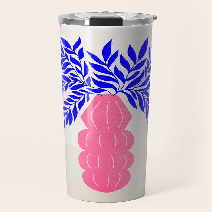 Ruby Pink Vase & Electric Leaves: Vases & Stuff 01 Travel Mug Gallery Image 1