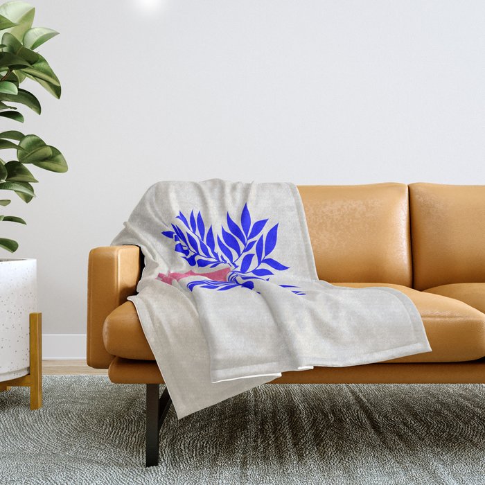 Ruby Pink Vase & Electric Leaves: Vases & Stuff 01 Throw Blanket Gallery Image 1