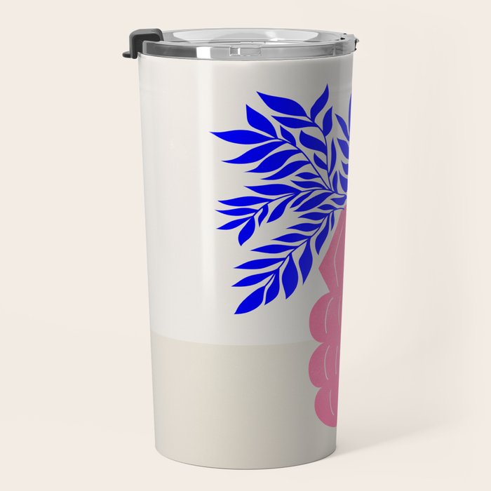 Ruby Pink Vase & Electric Leaves: Vases & Stuff 01 Travel Mug Gallery Image 3