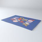 Today is a Good Day in blue red peach pink and mustard yellow Rug Gallery Image 3