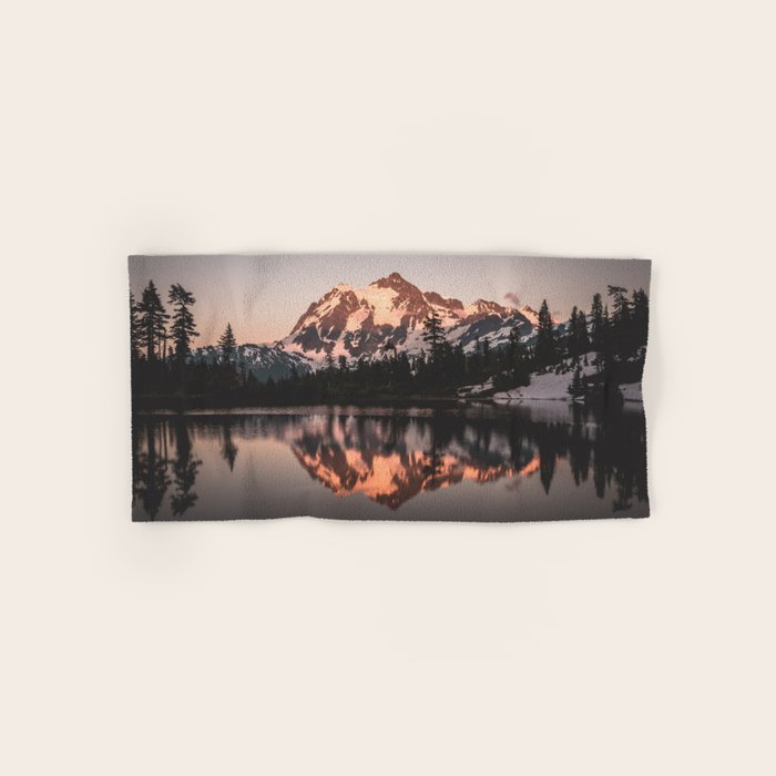 Alpenglow - Mountain Reflection - Nature Photography Bath Towel Gallery Image 1