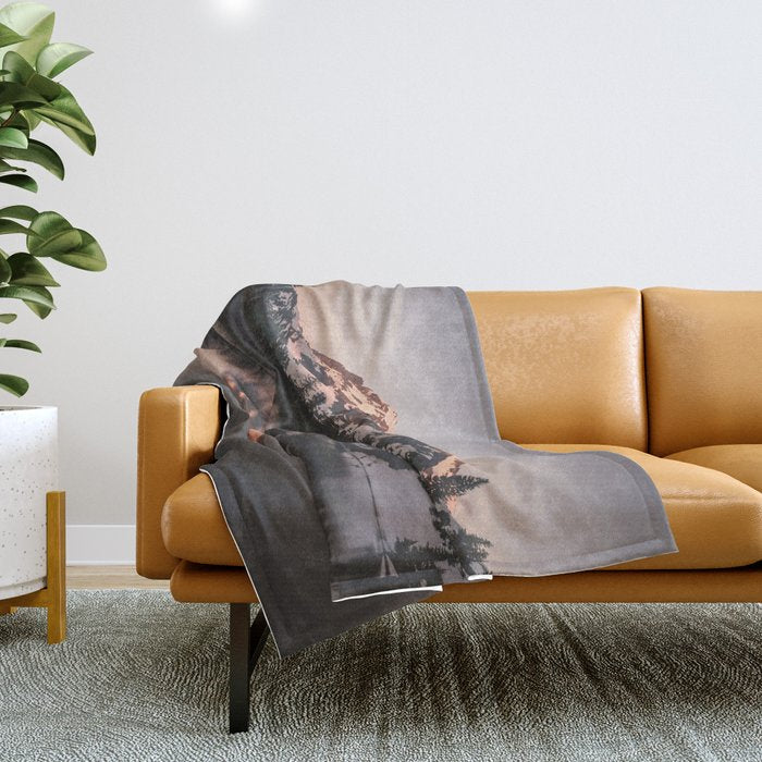 Alpenglow - Mountain Reflection - Nature Photography Throw Blanket Gallery Image 1