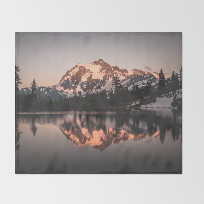 Alpenglow - Mountain Reflection - Nature Photography Throw Blanket Gallery Image 2