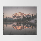 Alpenglow - Mountain Reflection - Nature Photography Throw Blanket Gallery Image 2