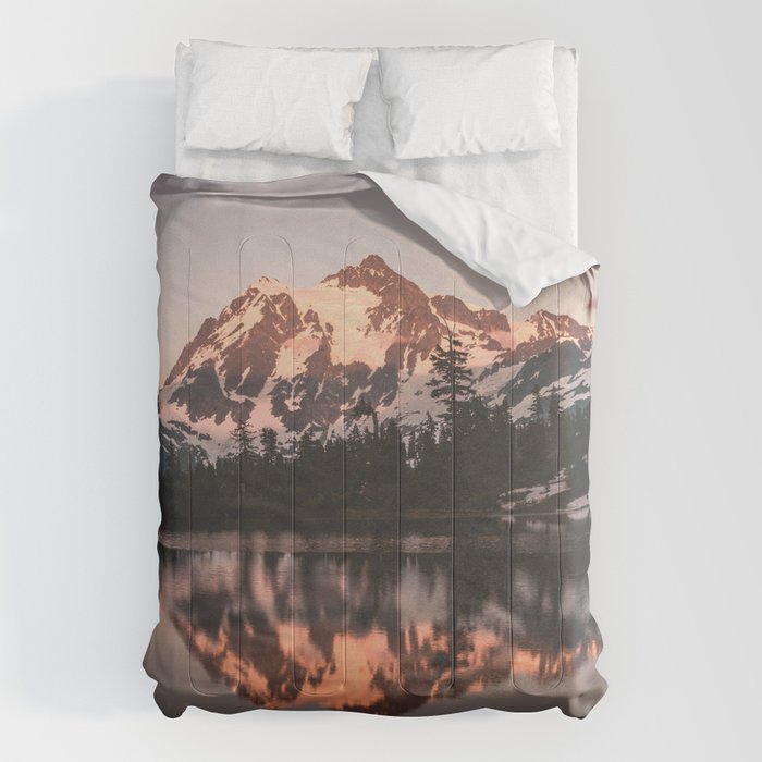 Alpenglow - Mountain Reflection - Nature Photography Comforter Gallery Image 6