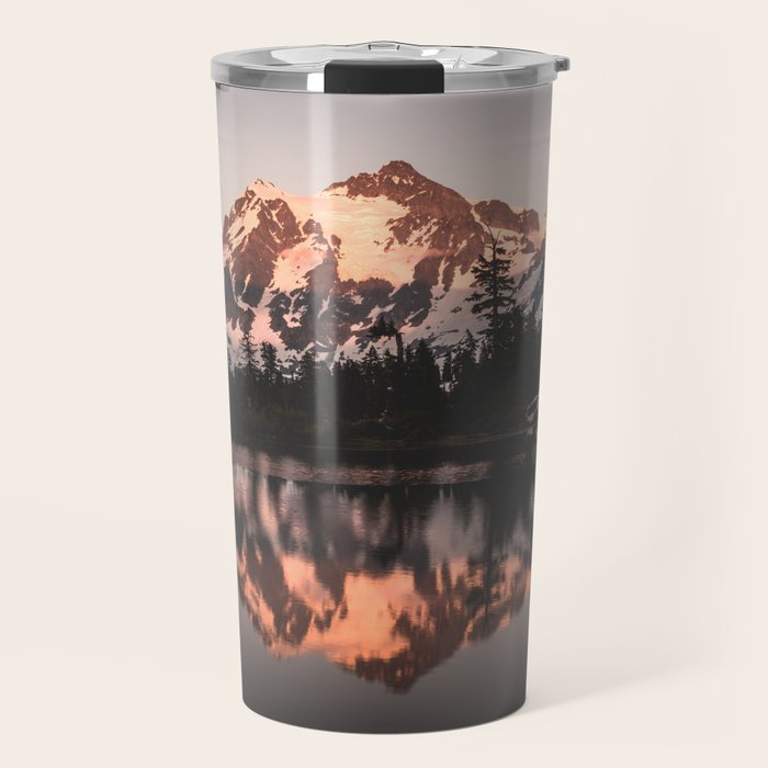 Alpenglow - Mountain Reflection - Nature Photography Travel Mug Gallery Image 1