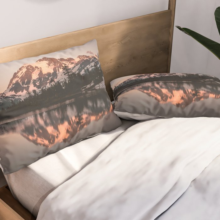 Alpenglow - Mountain Reflection - Nature Photography Pillow Sham Gallery Image 2