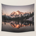 Alpenglow - Mountain Reflection - Nature Photography Wall Tapestry Gallery Image 4