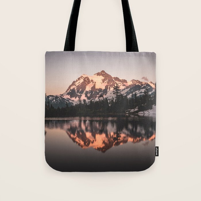 Alpenglow - Mountain Reflection - Nature Photography Tote Bag Gallery Image 1