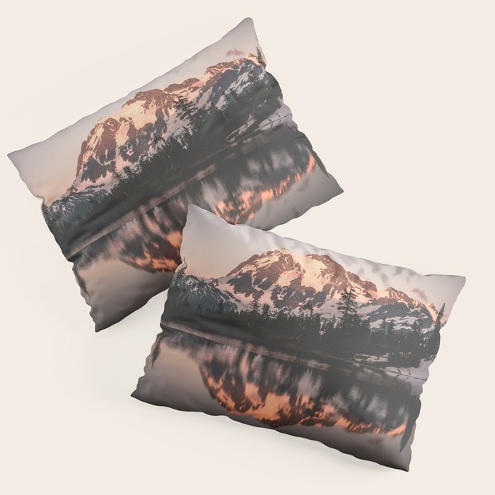 Alpenglow - Mountain Reflection - Nature Photography Pillow Sham Gallery Image 3