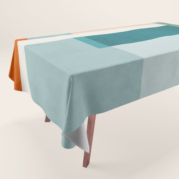 Modern Minimalism Abstract Teal Tones Artwork Tablecloth Gallery Image 1