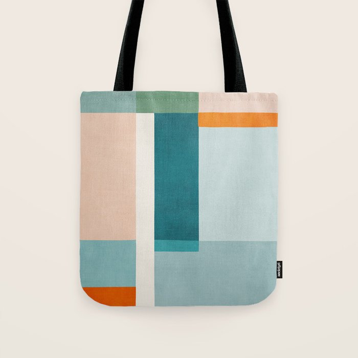 Modern Minimalism Abstract Teal Tones Artwork Tote Bag Gallery Image 1