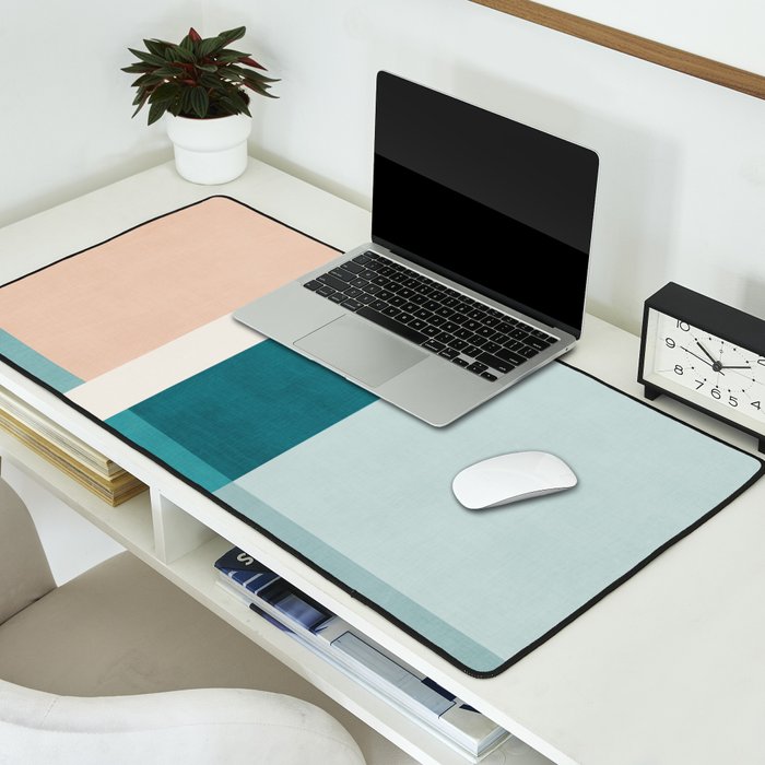 Modern Minimalism Abstract Teal Tones Artwork Desk Mat Gallery Image 2