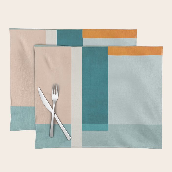 Modern Minimalism Abstract Teal Tones Artwork Placemat Gallery Image 1