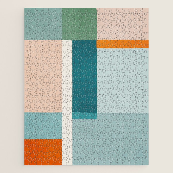 Modern Minimalism Abstract Teal Tones Artwork Jigsaw Puzzle Gallery Image 1