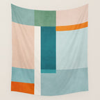Modern Minimalism Abstract Teal Tones Artwork Wall Tapestry Gallery Image 4
