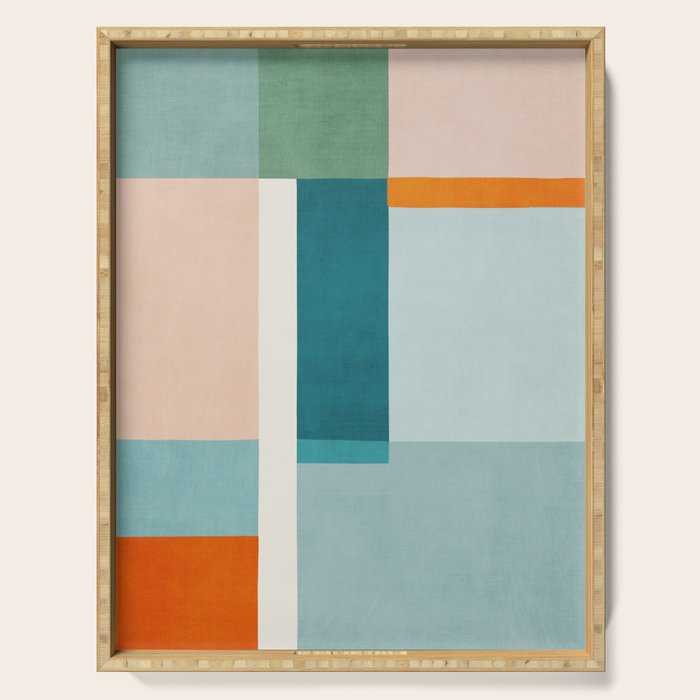Modern Minimalism Abstract Teal Tones Artwork Serving Tray Gallery Image 1