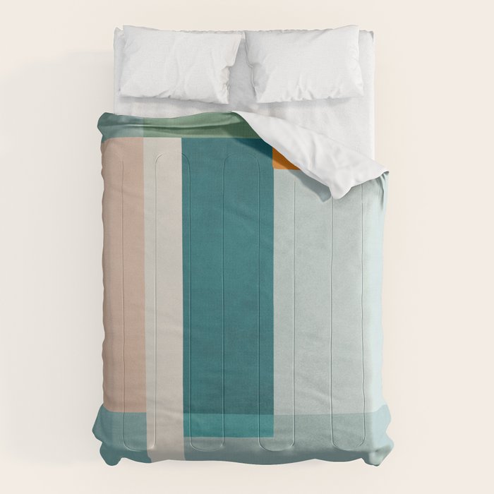 Modern Minimalism Abstract Teal Tones Artwork Comforter Gallery Image 6