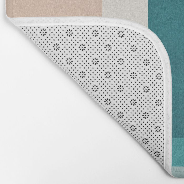 Modern Minimalism Abstract Teal Tones Artwork Bath Mat Gallery Image 2