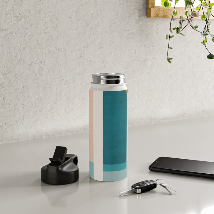 Modern Minimalism Abstract Teal Tones Artwork Water Bottle Gallery Image 4