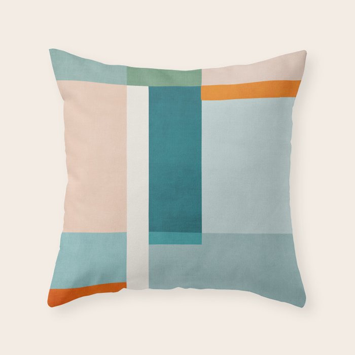 Modern Minimalism Abstract Teal Tones Artwork Throw Pillow Gallery Image 6