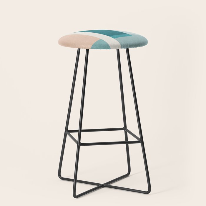 Modern Minimalism Abstract Teal Tones Artwork Stool Gallery Image 1