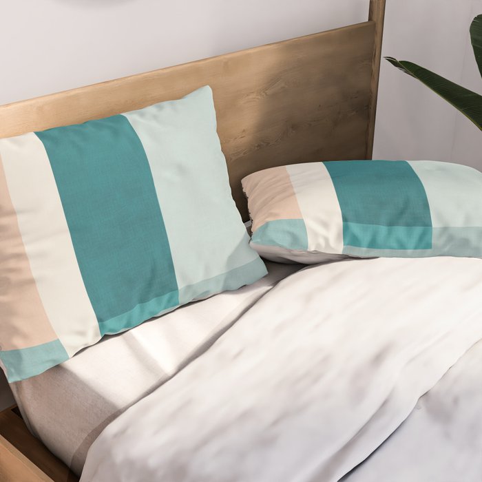 Modern Minimalism Abstract Teal Tones Artwork Pillow Sham Gallery Image 2