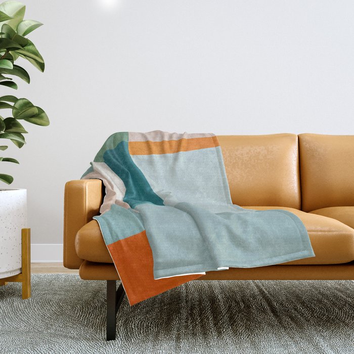 Modern Minimalism Abstract Teal Tones Artwork Throw Blanket Gallery Image 1