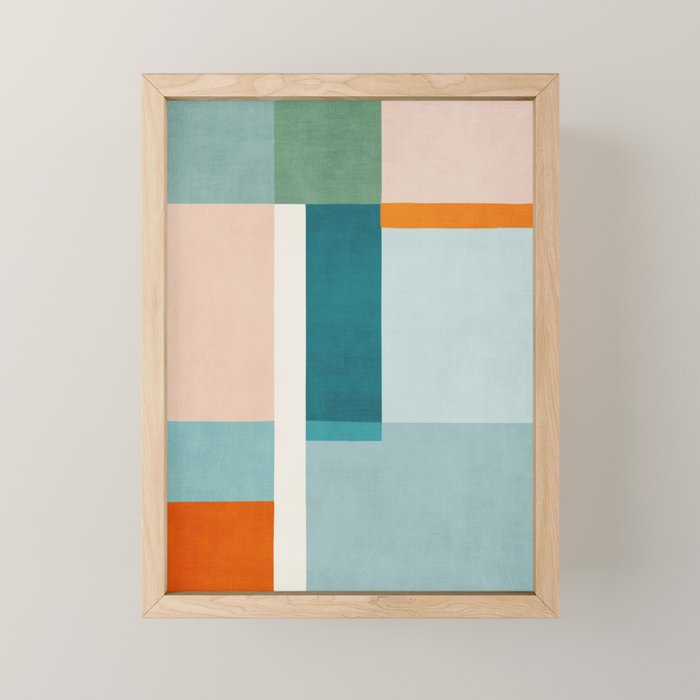 Modern Minimalism Abstract Teal Tones Artwork Mini Art Print Gallery Image 1