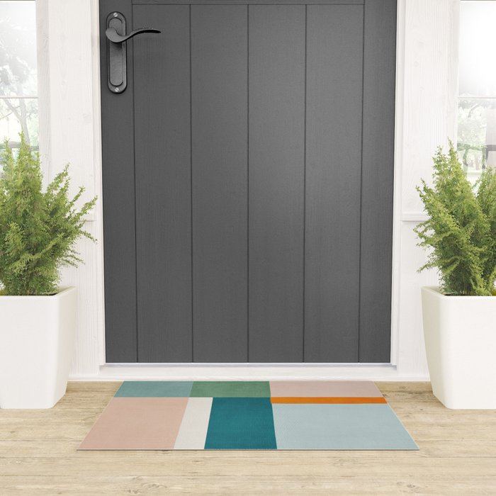 Modern Minimalism Abstract Teal Tones Artwork Welcome Mat Gallery Image 3