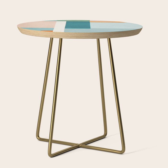 Modern Minimalism Abstract Teal Tones Artwork Side Table Gallery Image 1