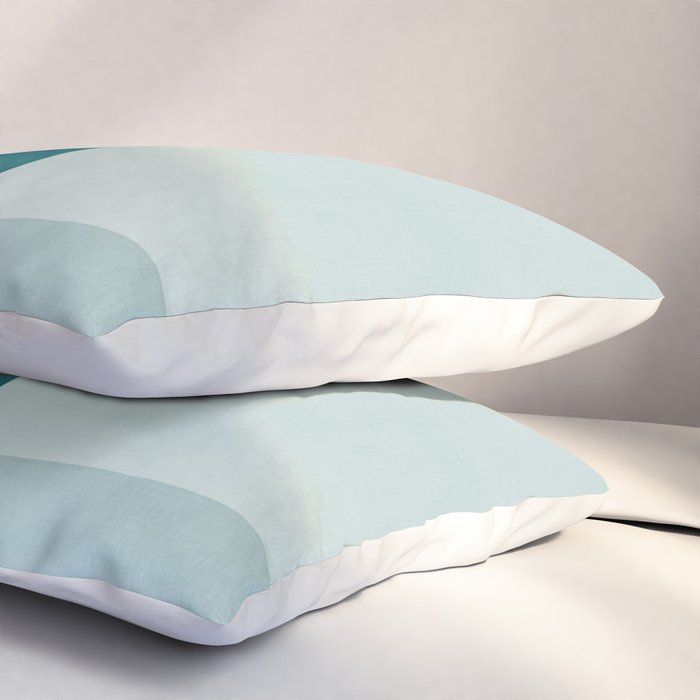 Modern Minimalism Abstract Teal Tones Artwork Pillow Sham Gallery Image 3
