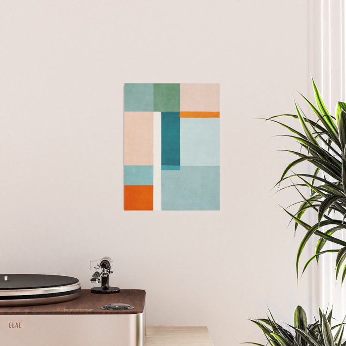 Modern Minimalism Abstract Teal Tones Artwork Poster Gallery Image 2
