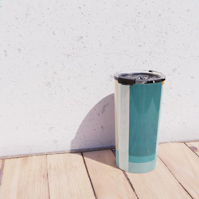 Modern Minimalism Abstract Teal Tones Artwork Travel Mug Gallery Image 4