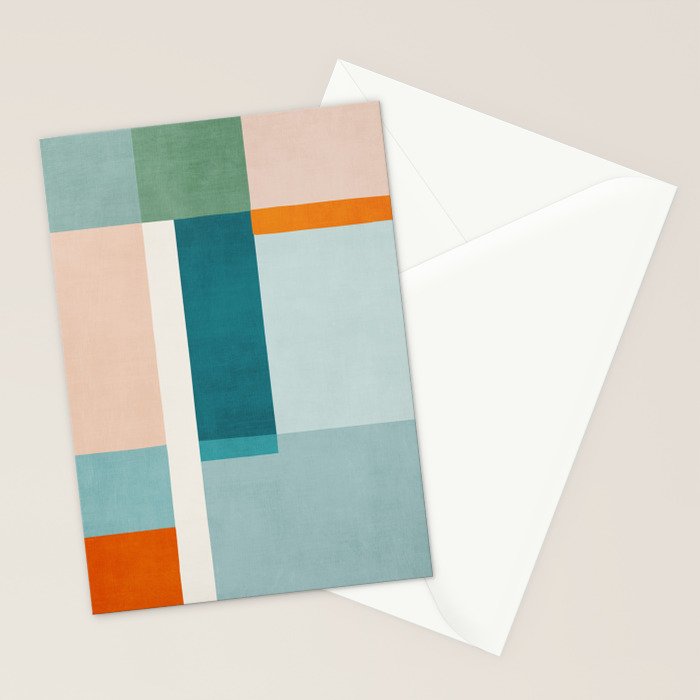 Modern Minimalism Abstract Teal Tones Artwork Stationery Card Gallery Image 2