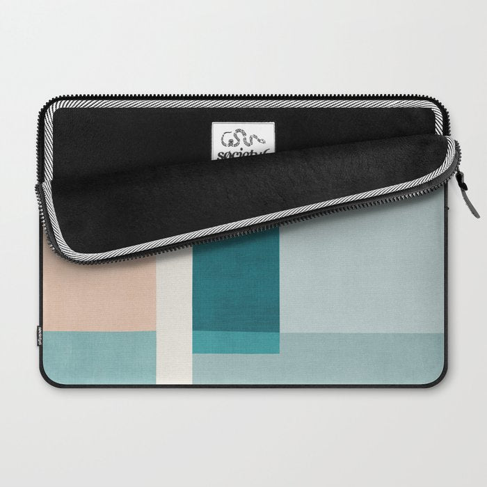 Modern Minimalism Abstract Teal Tones Artwork Laptop Sleeve Gallery Image 2