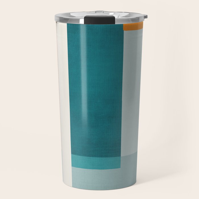 Modern Minimalism Abstract Teal Tones Artwork Travel Mug Gallery Image 1