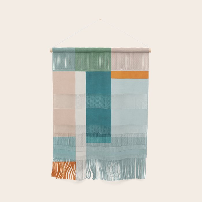 Modern Minimalism Abstract Teal Tones Artwork Wall Hanging Gallery Image 1