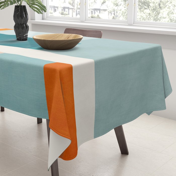 Modern Minimalism Abstract Teal Tones Artwork Tablecloth Gallery Image 3