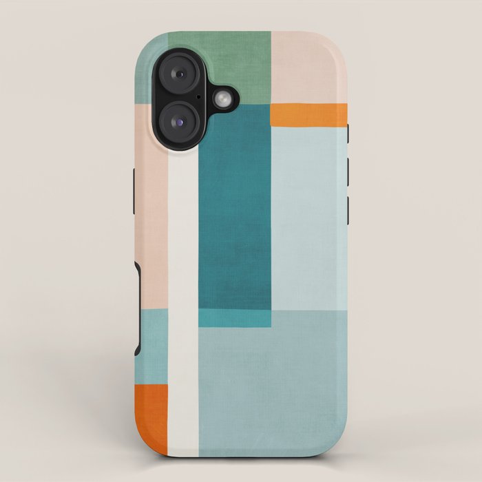 Modern Minimalism Abstract Teal Tones Artwork iPhone Case Gallery Image 1