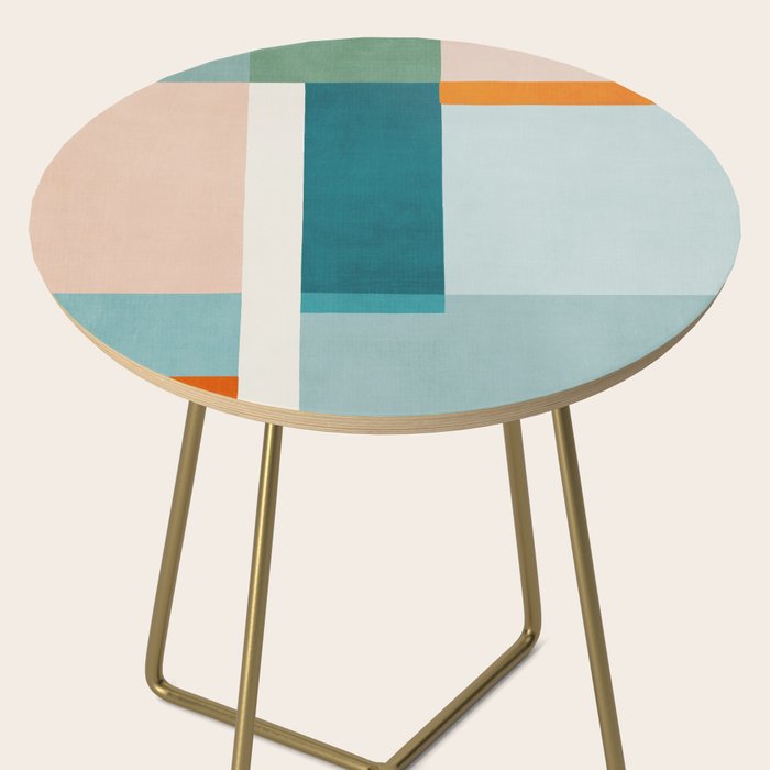 Modern Minimalism Abstract Teal Tones Artwork Side Table Gallery Image 2