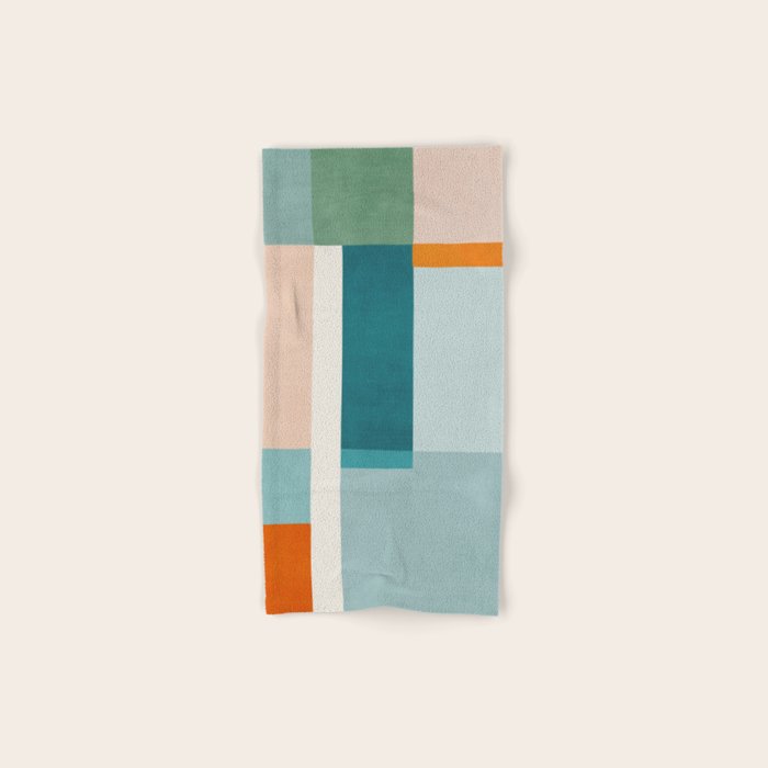 Modern Minimalism Abstract Teal Tones Artwork Bath Towel Gallery Image 1